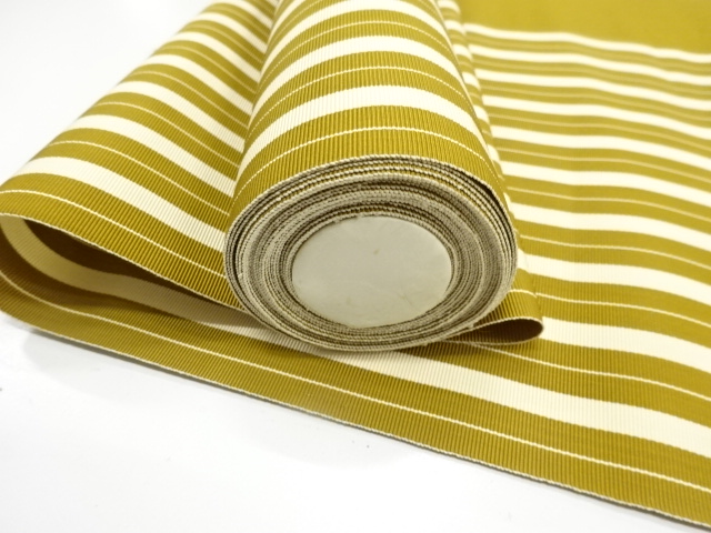  アンティーク　縞模様織り出し　八寸帯地反物